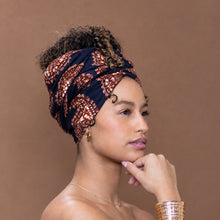 Lade das Bild in den Galerie-Viewer, Afrikanisches schwarzes Paisley-Kopftuch
