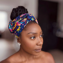 Load image into Gallery viewer, African headwrap - Blue Pink Paisley
