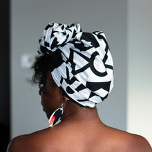 Charger l&#39;image dans la galerie, Samakaka / Foulard africain noir / blanc
