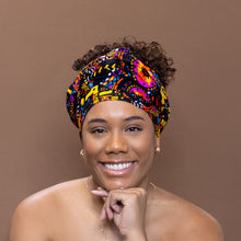 Load image into Gallery viewer, African Dark Multicolor disks headwrap
