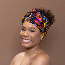 Load image into Gallery viewer, African Dark Multicolor disks headwrap
