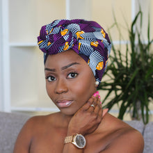 Afbeelding in Gallery-weergave laden, African headwrap - Purple trangle
