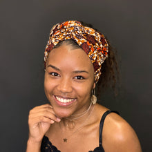 Afbeelding in Gallery-weergave laden, African headwrap - Brown / orange Leaves
