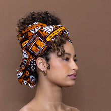 Load image into Gallery viewer, African Brown / Patterns Bogolan headwrap
