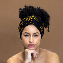 Load image into Gallery viewer, African Black / Yellow Bogolan headwrap
