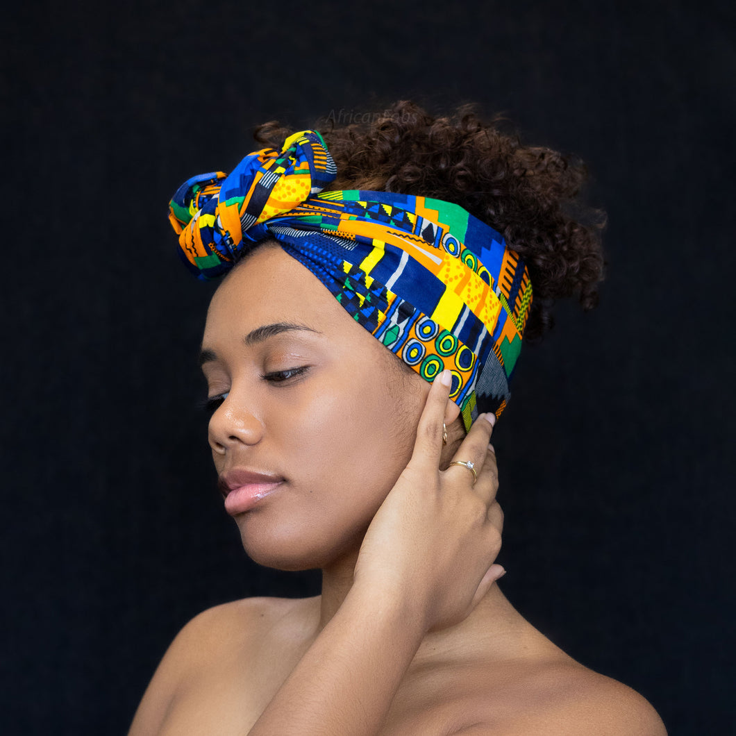 African Blue / Orange kente headwrap