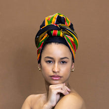 Afbeelding in Gallery-weergave laden, Black / Pan African kente headwrap
