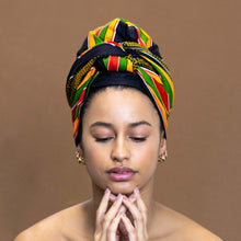 Load image into Gallery viewer, Black / Pan African kente headwrap
