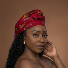 Load image into Gallery viewer, African headwrap - Red Botanical Flow
