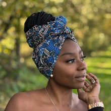 Load image into Gallery viewer, African Blue / black/ headwrap
