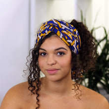 Afbeelding in Gallery-weergave laden, African headwrap - Blue / white
