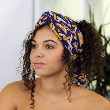 Load image into Gallery viewer, African headwrap - Blue / white
