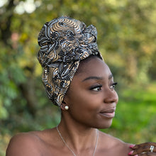 Load image into Gallery viewer, African Beige / gray headwrap
