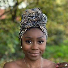 Load image into Gallery viewer, African Beige / gray headwrap
