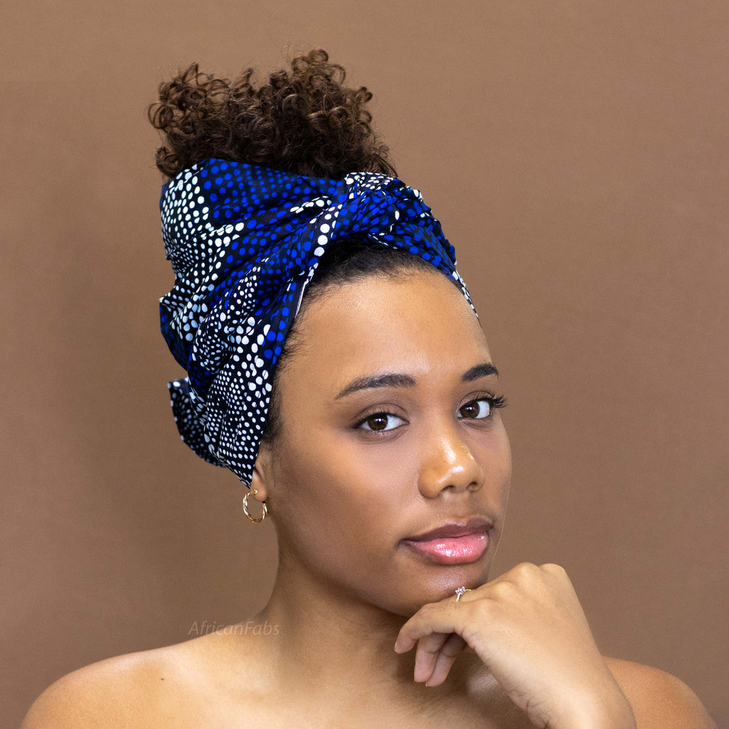 Afrikanisches Kopftuch mit königsblauen Diamanten