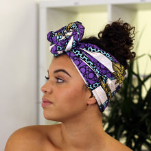 Afbeelding in Gallery-weergave laden, African headwrap - Purple / white

