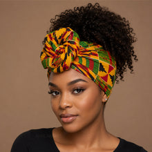 Afbeelding in Gallery-weergave laden, African headwrap - Red Yellow Kente Print Ghana
