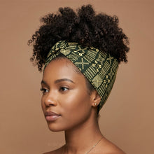 Afbeelding in Gallery-weergave laden, African headwrap - Green Bogolan Grid
