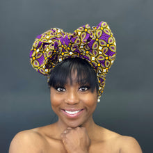 Afbeelding in Gallery-weergave laden, African headwrap - Purple Royal Pattern
