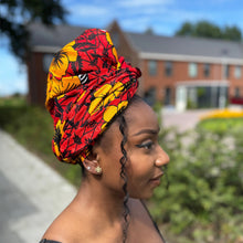 Lade das Bild in den Galerie-Viewer, African headwrap - Red Flowers
