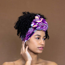 Load image into Gallery viewer, African Purple kente headwrap
