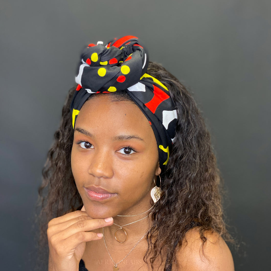 Afrikanischer Kopftuch - Rot / gelber Schlamm