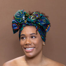 Load image into Gallery viewer, African / Green Multicolor Paisley / headwrap
