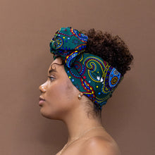 Load image into Gallery viewer, African / Green Multicolor Paisley / headwrap
