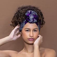 Load image into Gallery viewer, African Purple diamonds headwrap
