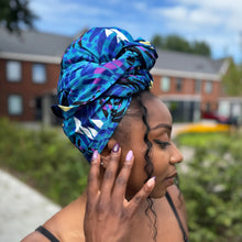 Lade das Bild in den Galerie-Viewer, African headwrap - Turquoise Feathers
