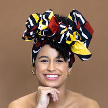 Load image into Gallery viewer, African Red Bogolan mud cloth headwrap
