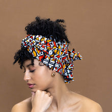 Load image into Gallery viewer, African Red / Orange Bogolan / Mud headwrap
