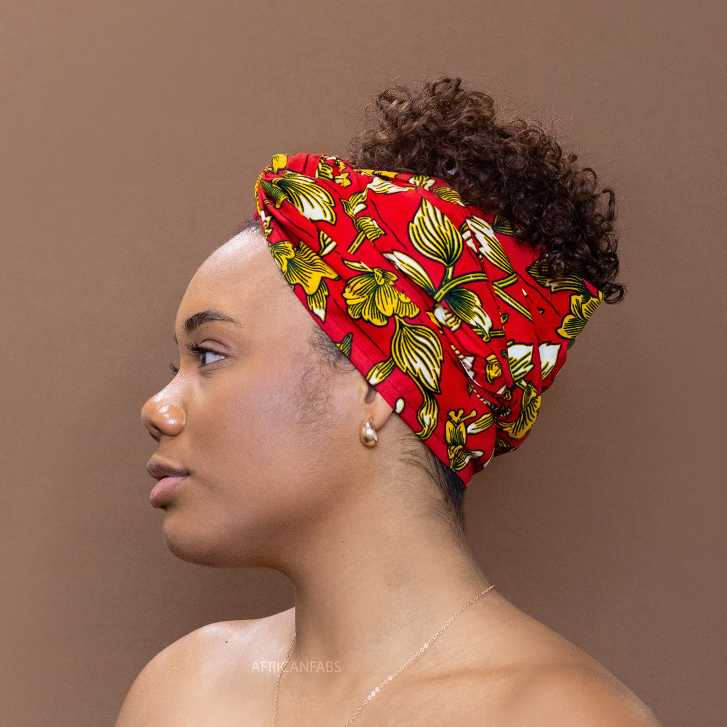 Afrikaanse rode gele bloemen / Hoofddoek