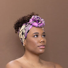 Load image into Gallery viewer, African Purple Big flower headwrap
