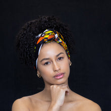 Lade das Bild in den Galerie-Viewer, Afrikanisches schwarz/gelbes Sunburst Kopftuch
