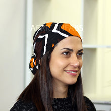 Afbeelding in Gallery-weergave laden, African Orange / Brown bogolan / mud cloth headwrap
