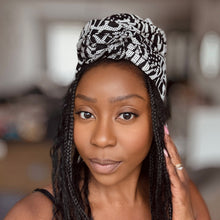 Load image into Gallery viewer, African headwrap - Black &amp; White Ndop Cameroon
