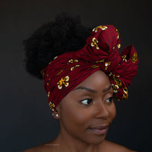 Load image into Gallery viewer, African headwrap - Red flowers
