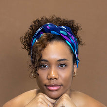 Load image into Gallery viewer, African Blue / pink sunburst headwrap
