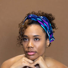 Lade das Bild in den Galerie-Viewer, Afrikanisches Blau/Rosa Sunburst Kopftuch
