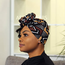 Lade das Bild in den Galerie-Viewer, African Brown / Beige bogolan / mud cloth headwrap
