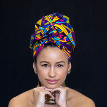 Lade das Bild in den Galerie-Viewer, Afrikanisches mehrfarbiges Kente Kopftuch
