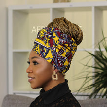 Lade das Bild in den Galerie-Viewer, African Yellow / Chestnut bogolan / mud cloth headwrap
