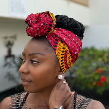 Load image into Gallery viewer, African headwrap - Red Dotted Patterns
