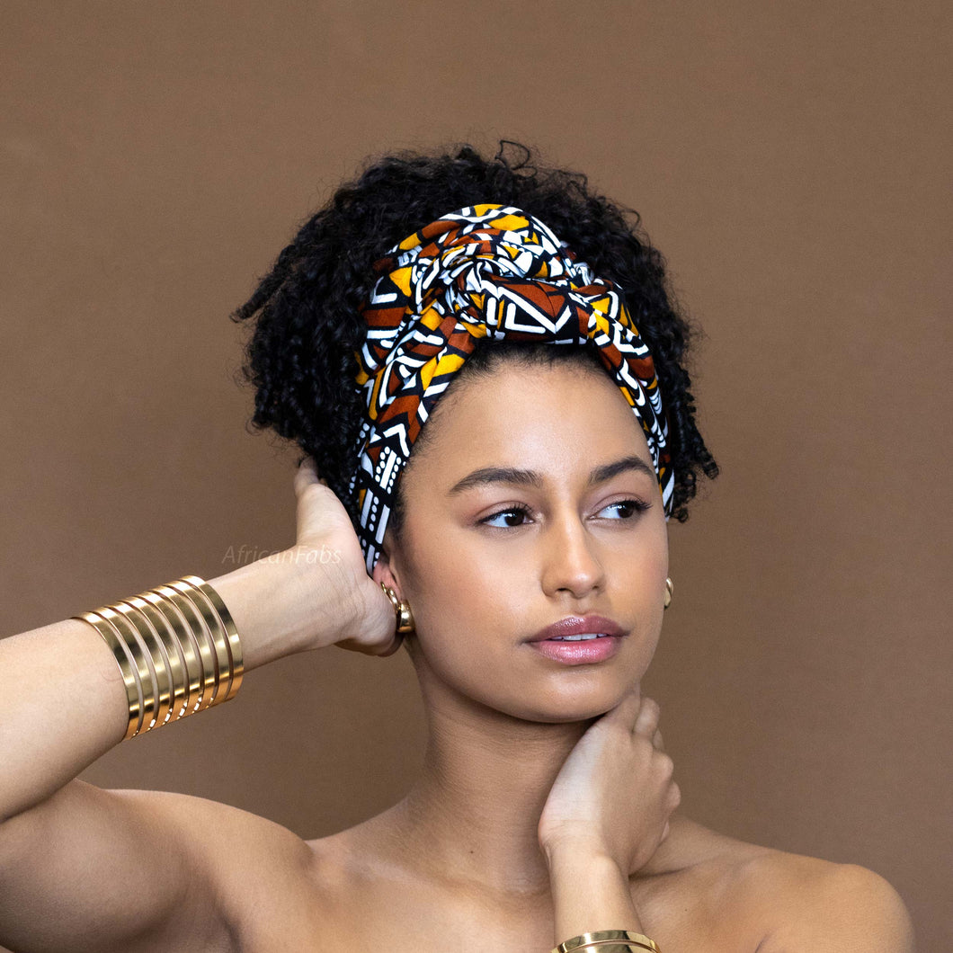 African Mustard / White Bogolan / Mud headwrap