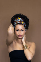 Load image into Gallery viewer, African Mustard / White Bogolan / Mud headwrap
