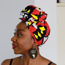 Load image into Gallery viewer, African Red Samakaka headwrap - Angolan Samacaca Tribal Print
