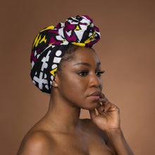 Lade das Bild in den Galerie-Viewer, African headwrap - Purple Yellow Samakaka
