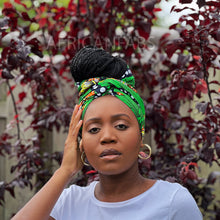 Load image into Gallery viewer, African Green flowers - headwrap
