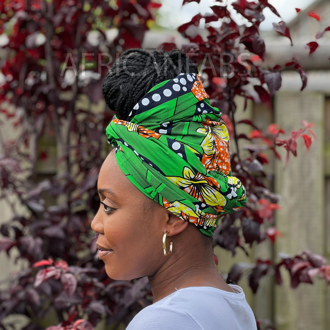 African Green flowers - headwrap